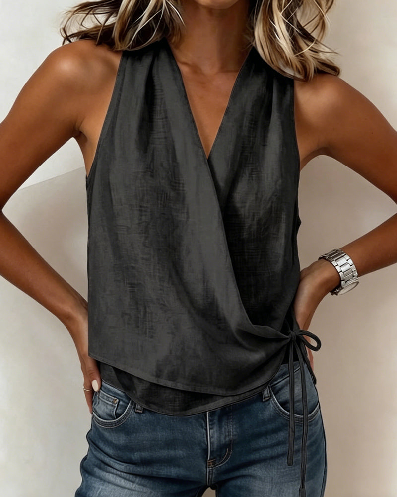Blouse Effen Mouwloos Halternek