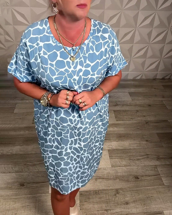 Casual jurk met ronde hals en print