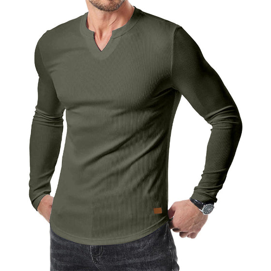 Shirt Heren Slim Fit V-hals Longline Muscle