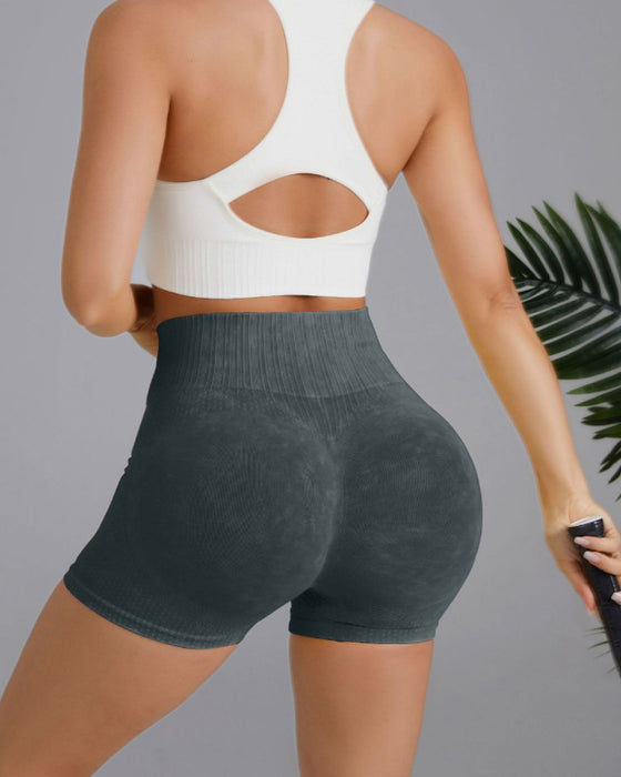 Eenvoudige effenkleurige shorts met hoge taille