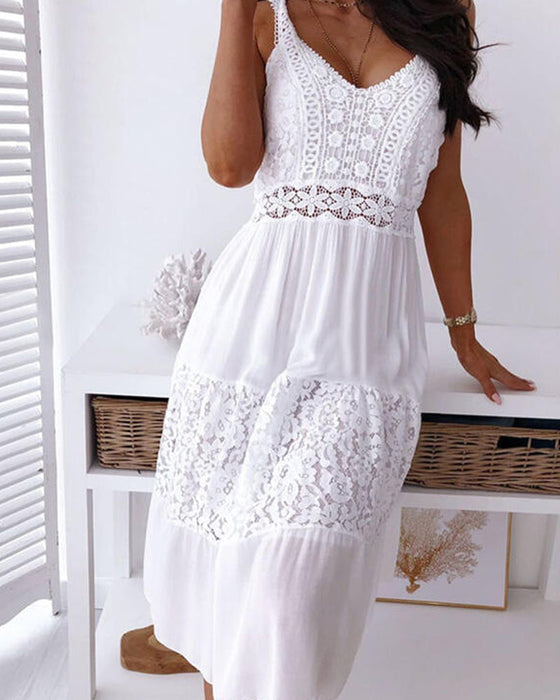 Jurk met V-hals en kant