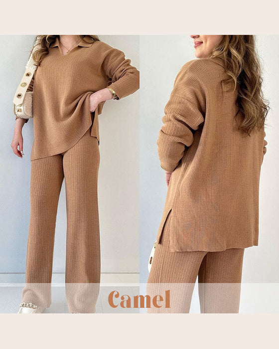 Twee - delig Set Met Eenkleurige En Brei - kenmerken