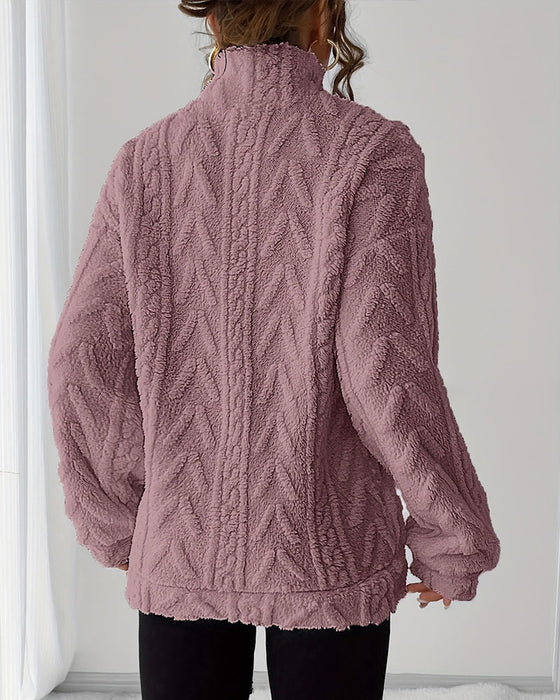 Sweatshirt Dubbelzijdig Fleece Halve Rits