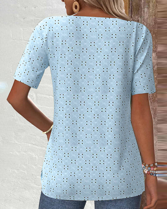 Blouse Casual Effen Kleur Hol