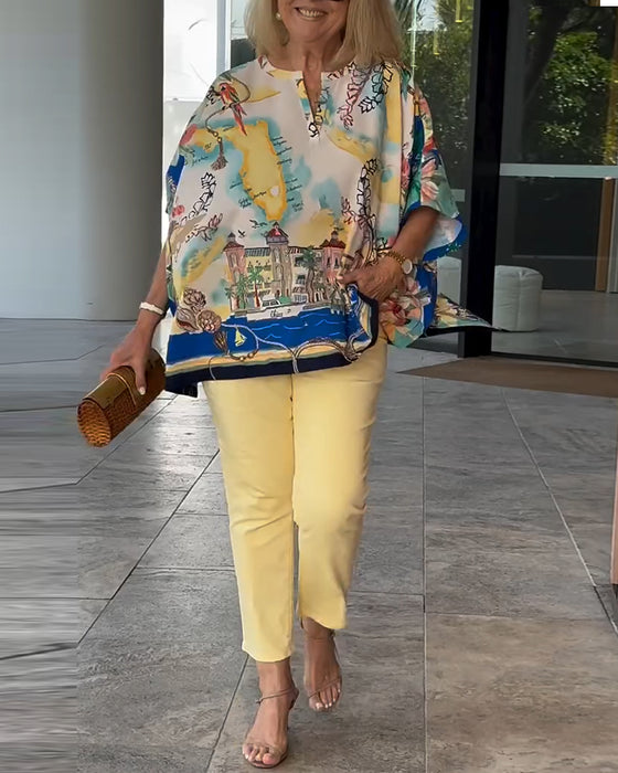 Blouse Vleermuismouw Print