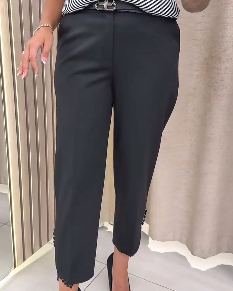 Broek Hoge Taille Kant Patchwork Kort