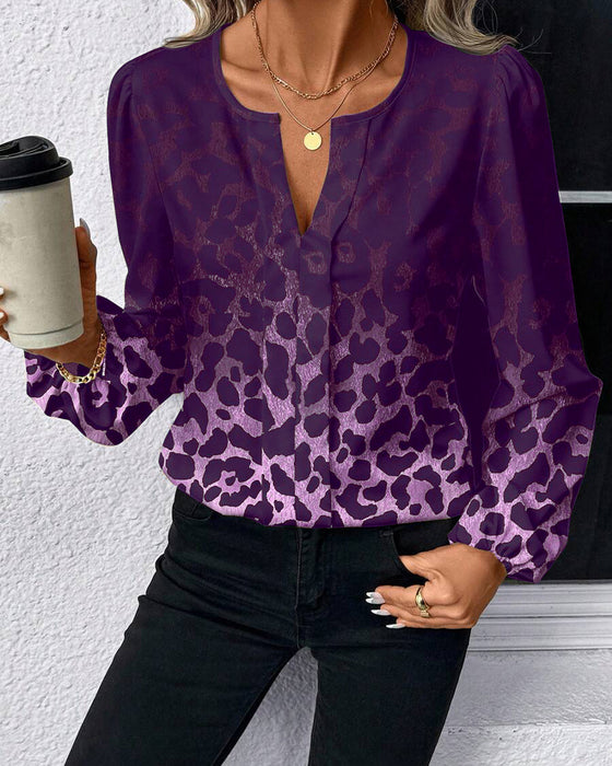 Shirt Pofmouw Verloop Luipaardprint