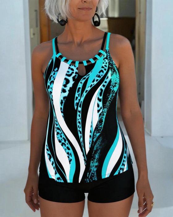 Tankini Luipaard Print Streep