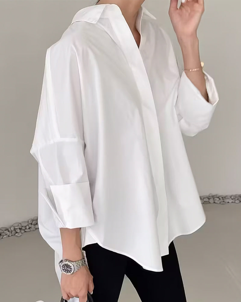 Shirt Stijlvol Effen Kleur Langmouw