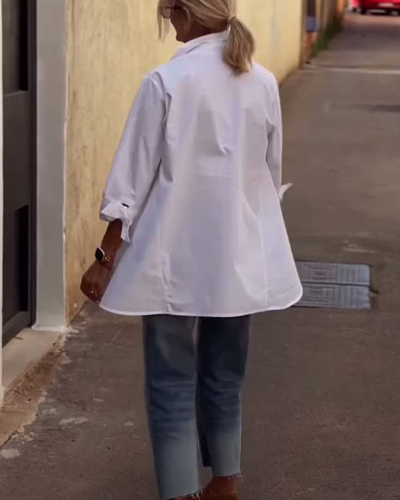 Casual Shirt Met Jasrevers En Lange Mouwen