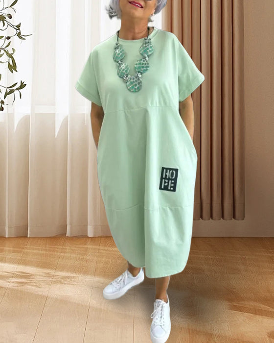 Jurk Korte Mouw Casual Recht Zak