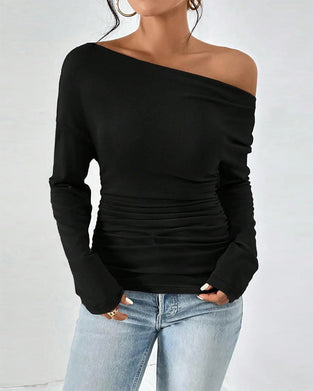 Top Off-Shoulder Gelaagd Effen