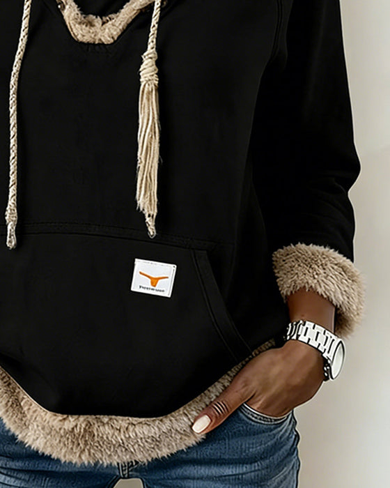 Langmouwige Sweatshirt Met Patchworkdetails En Zak