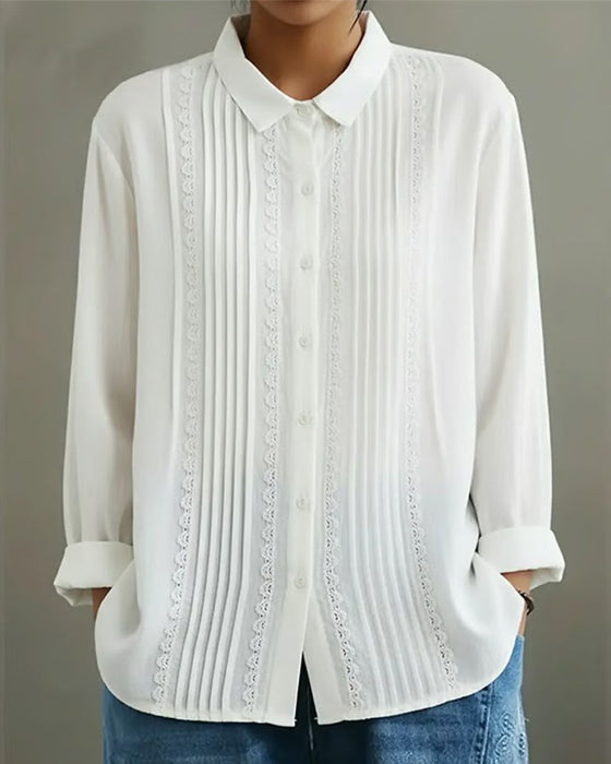 Shirt Poppenkraag Effen Kleur Langmouw