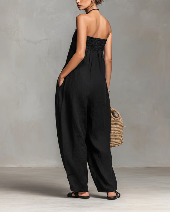 Casual Jumpsuit Effen Kleur Zonder Mouwen
