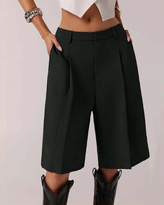 Blazer Broek Bermuda Rechte Pijp Zak Casual