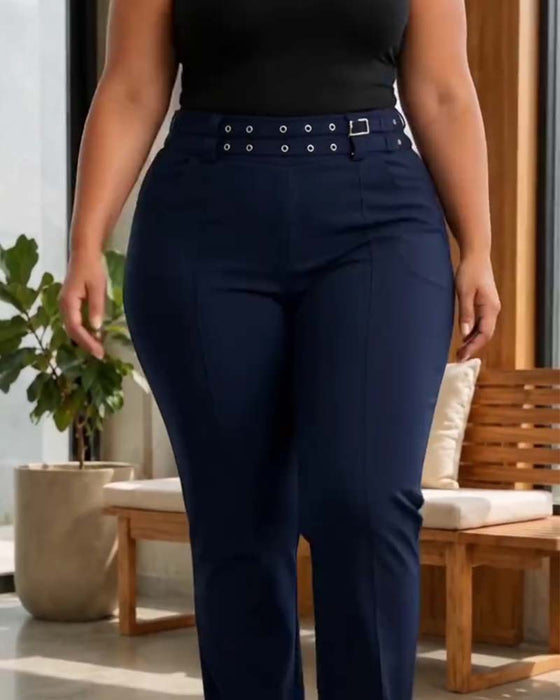 Broek Stijlvol Hoge Taille Slim Fit Lang