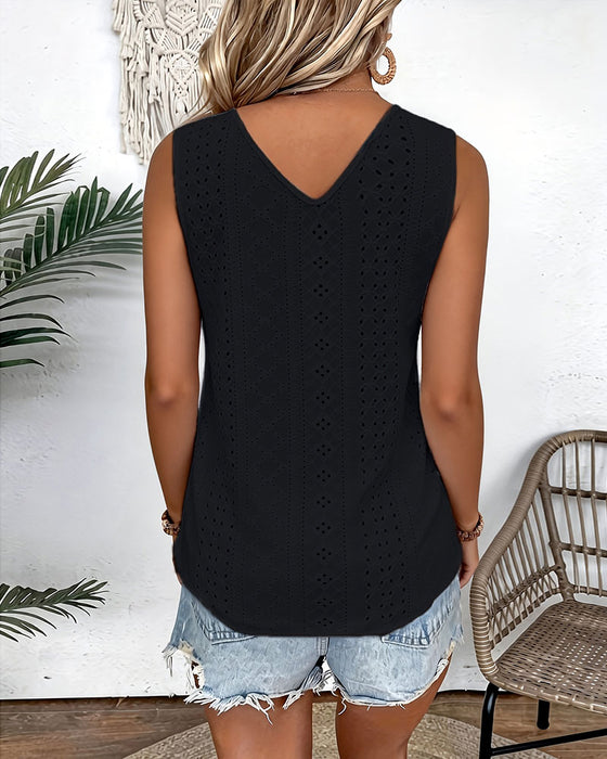 Tanktop V-Hals Effen Kleur Uitsnijding Casual