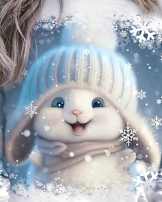 Hoodie Met Droomachtige Stijl, Sneeuwvlokkenpatroon En Casual Sfeer