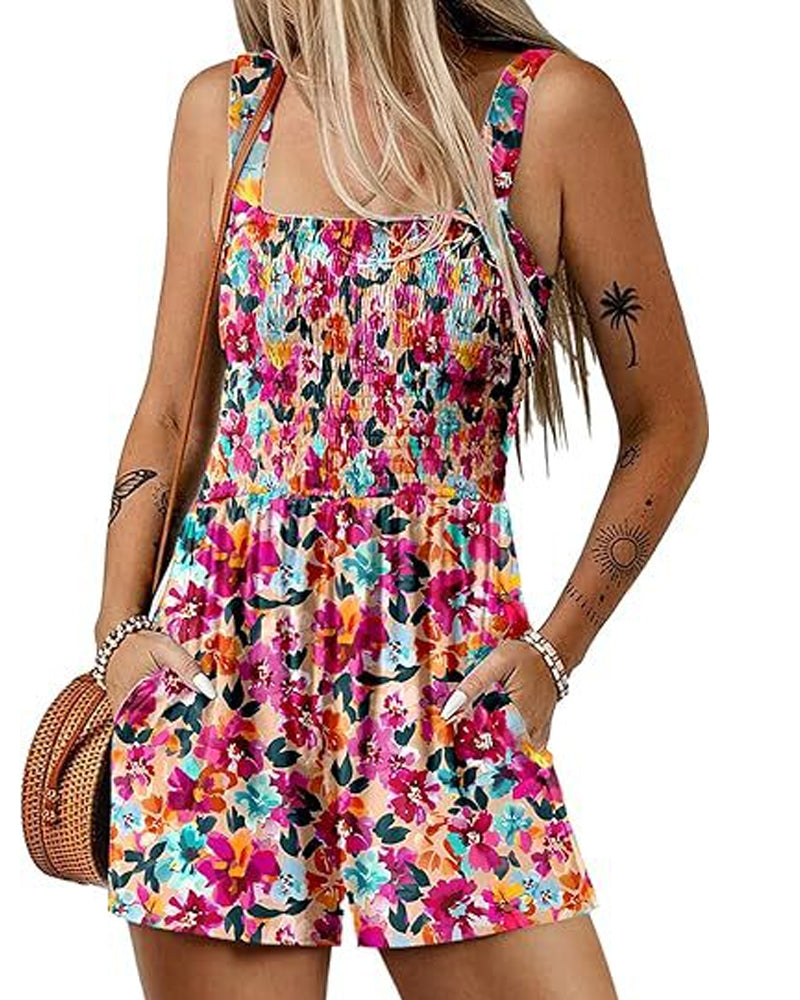 Jumpsuit bloemen casual bandjumpsuit