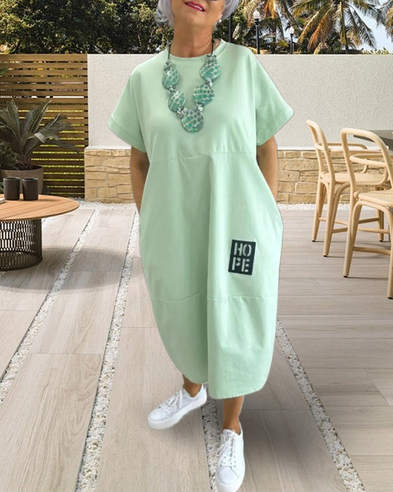 Jurk Korte Mouw Casual Recht Zak