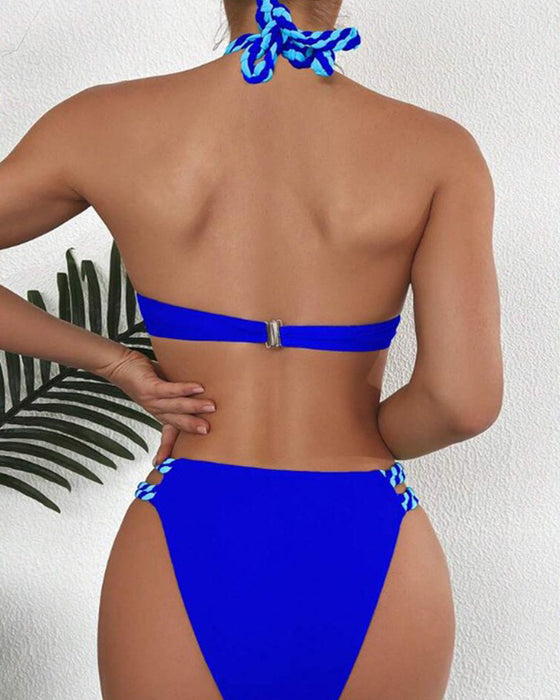 Halternek bikiniset met kleurblokken