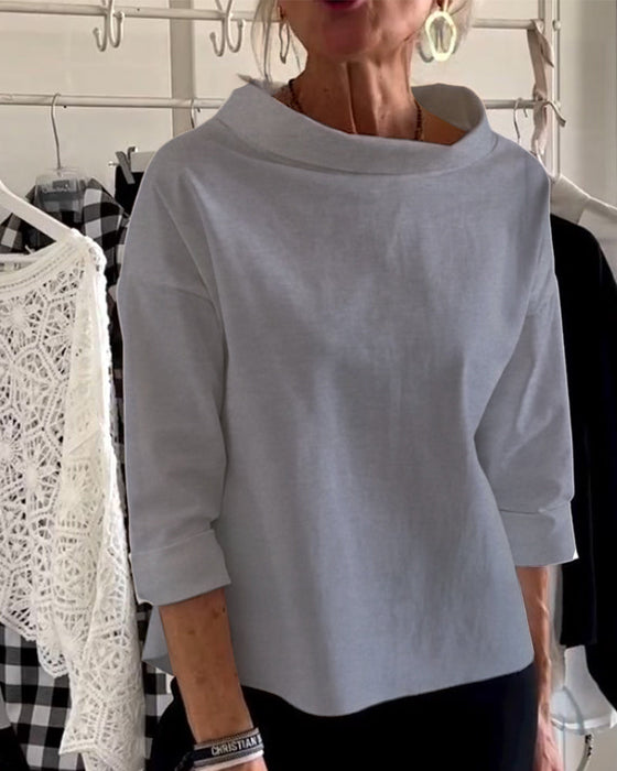 Effen kleur omgekeerd casual top