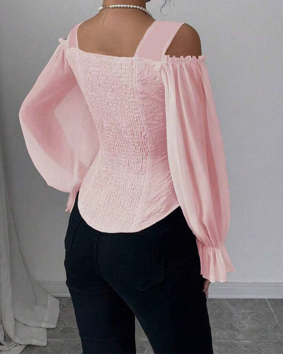 Blouse Off-Shoulder Lange Mouw Taille