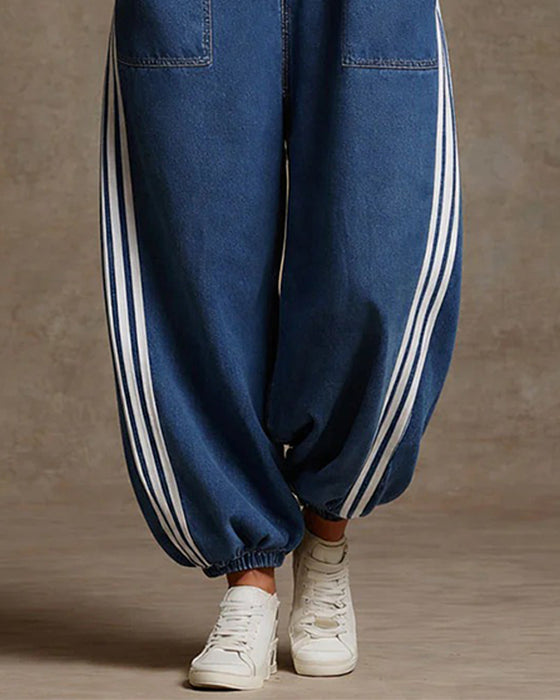 Combinaison Rayé Sans Manches Denim