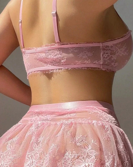 Driedelig Pyjamaset Kant Met Sokken