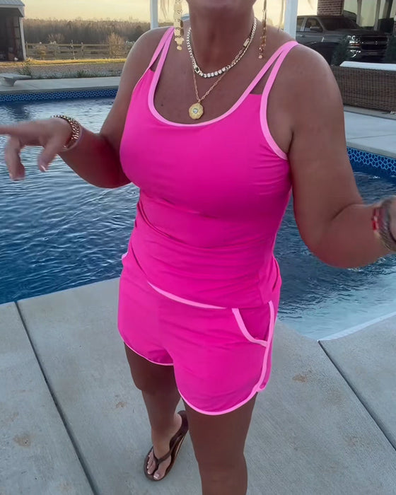 Tankini Met Contrast Kleur Bies En Afwerking