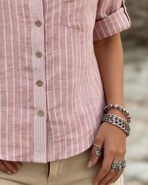 Shirt Streep Knoop Casual