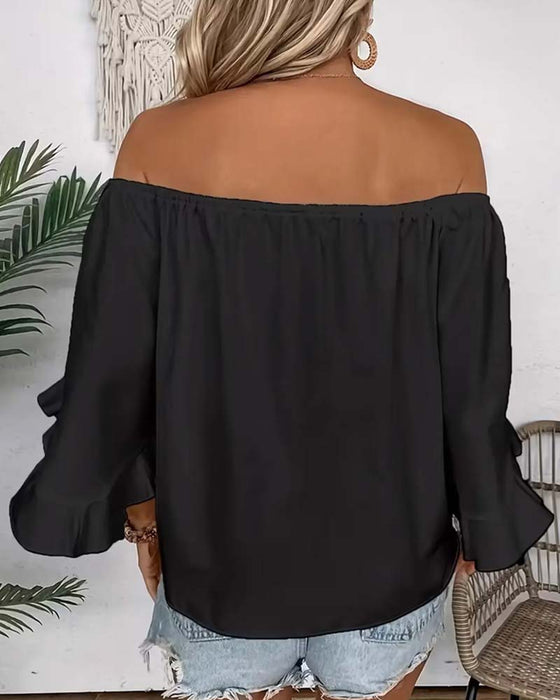 Blouse Bandage Off-Shoulder Gerimpelde Mouw