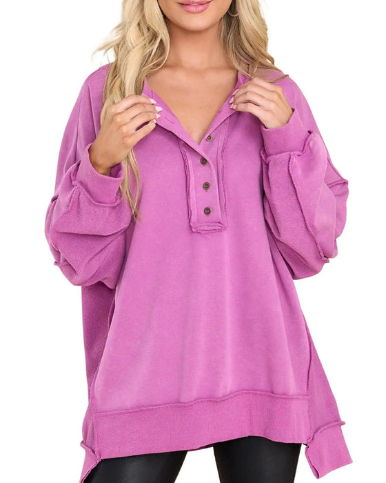 Sweatshirt Knoop Onregelmatig Effen Los