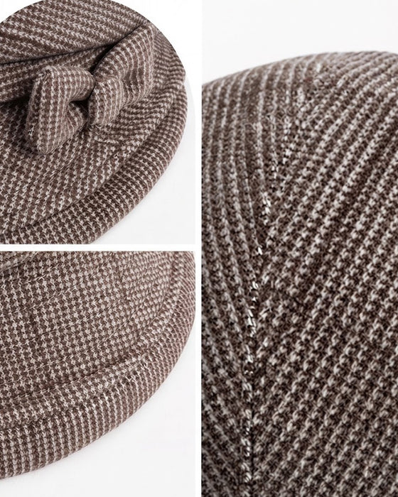 Dames Elegante Ruitpatroon Strik Decor Baret