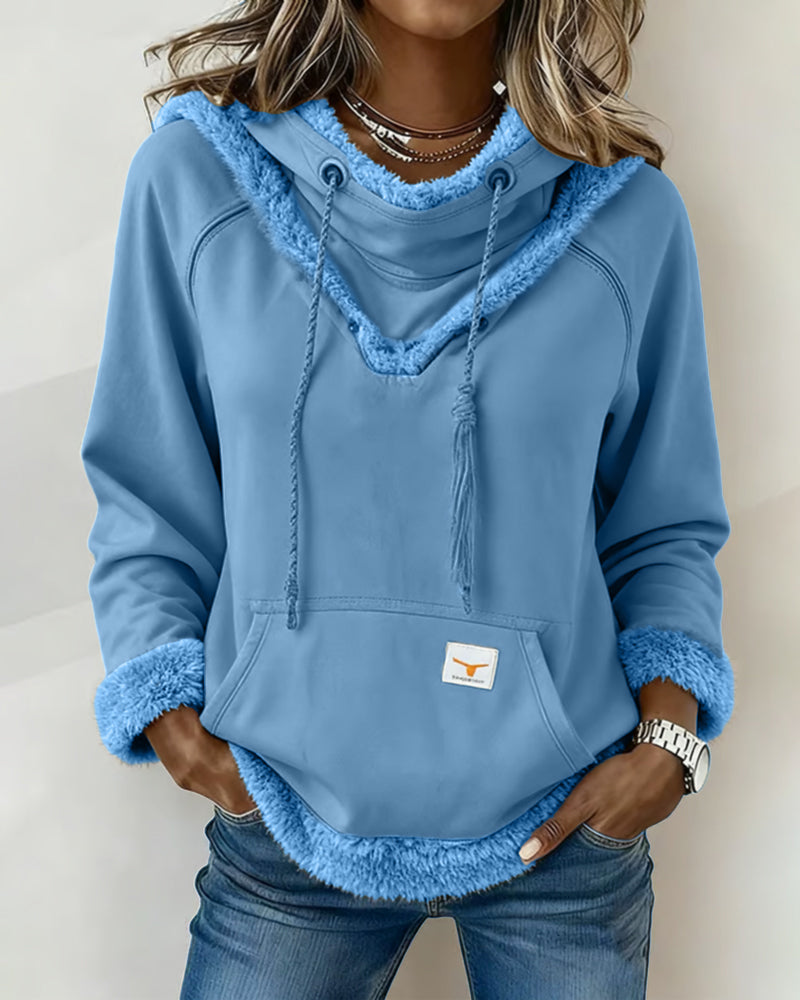 Langmouwige Sweatshirt Met Patchworkdetails En Zak
