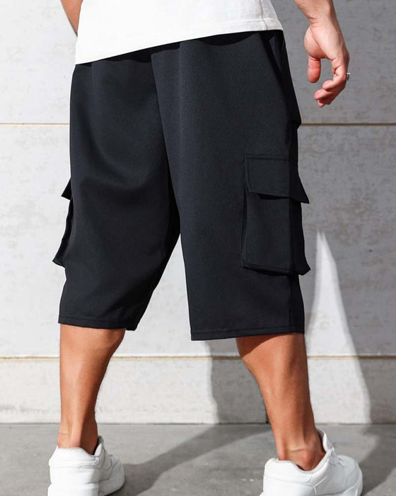 Broek Elastische Taille Zak Effen Kleur Cargo
