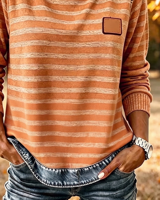 Hoodie Patchwork Streep Casual
