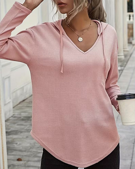 Blouse V-Hals Hoodie Onregelmatig