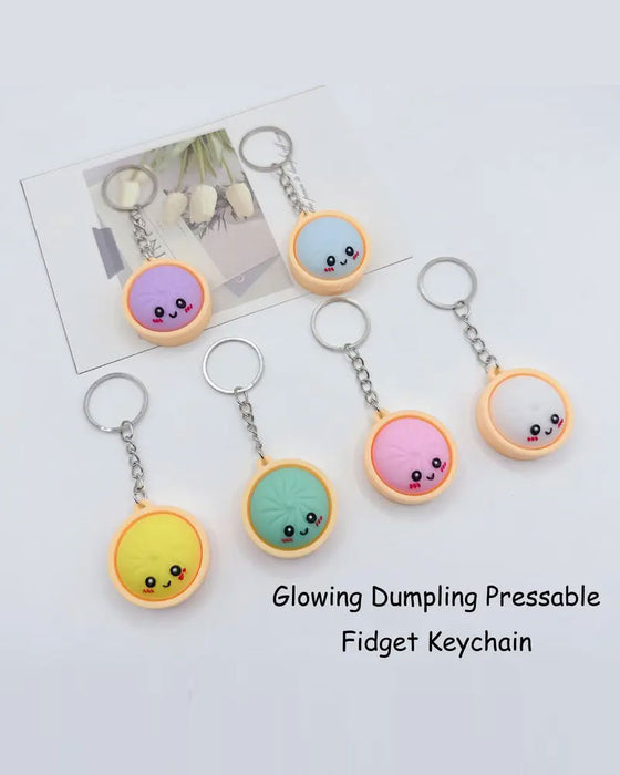 Schattig Dumpling Drukbaar Gloed Squishies Fidget Sleutelhanger