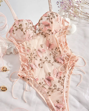 Eenstuk Lingerie Kant Bedrukte Spaghettibandjes