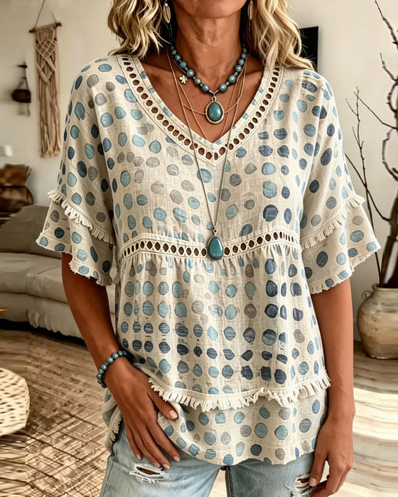 Blouse Franje V-Hals Stipje Babydoll
