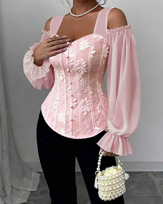 Blouse Off-Shoulder Lange Mouw Taille
