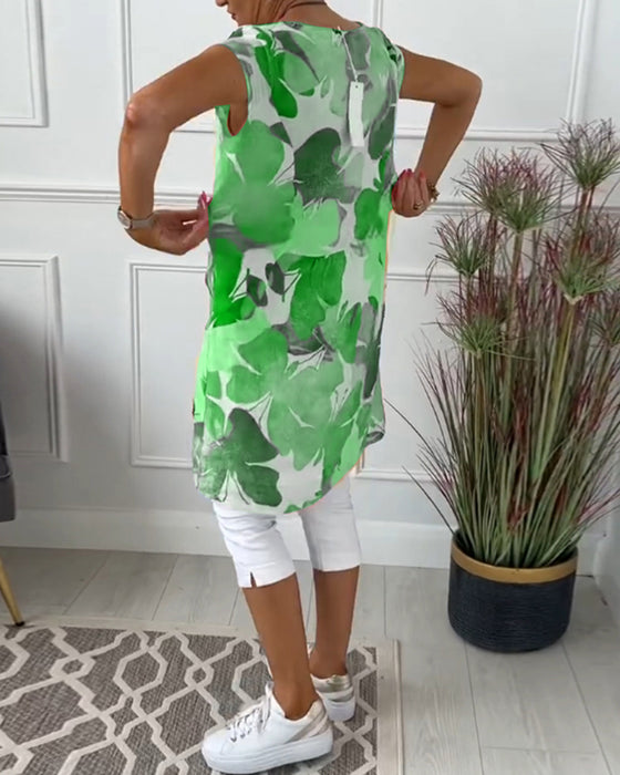 Casual lange top met kleurrijke bloemenprint
