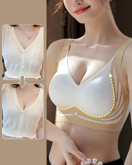 Lifting anti-sagging wireless push-up bra