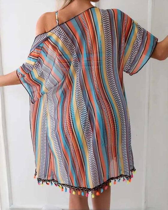 Badpak met resortprint, driedelige bikini