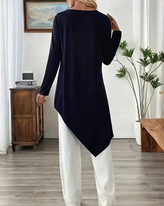 Top Asymmetrisch Middenlang Effen