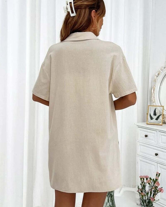 Casual set met effen overhemd en korte broek