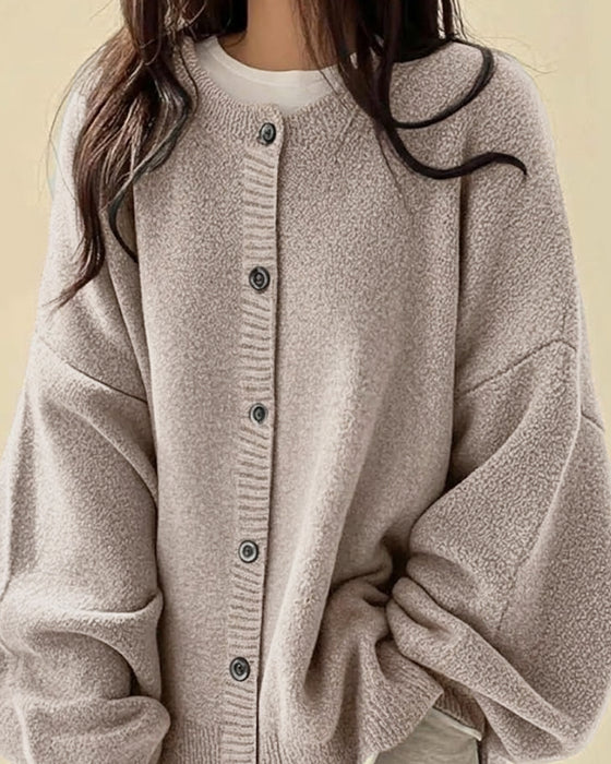 Cardigan Ronde Hals Geknoopt Trui