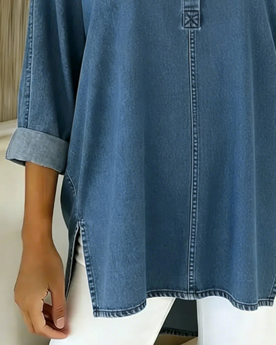 Top Geknoopt V-Hals Denim